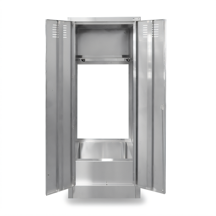 Product image #2 for John Boos 25-Inch Wide Stainless Steel Janitor Cabinet with Integrated Mop Sink and Lockable Louvered Doors