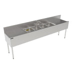 Thumbnail image #2 for Perlick Corporation Top Shelf TS96M4-DB 96-Inch Four-Compartment Underbar Sink with Dual Drainboards, Stainless Steel, 6-Inch Backsplash
