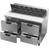 Thumbnail image #2 for Beverage-Air 48-Inch Two-Section Sandwich Top Refrigerated Counter with 12-Pan Top and 4 Drawers