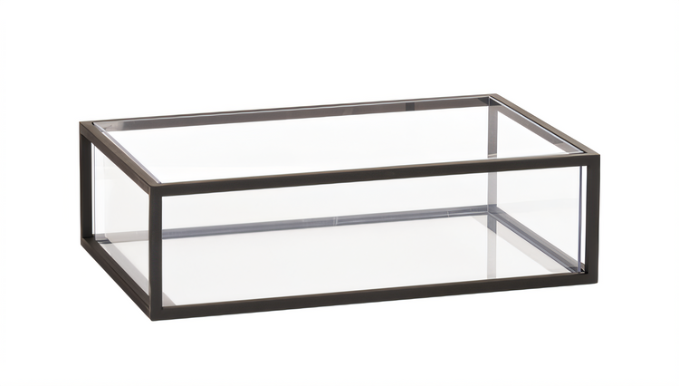 Product image #2 for Cal-Mil Milo Black Powder Coated Metal Ice Housing with Clear Polycarbonate Pan and Liner, 12 x 20 x 7 Inches