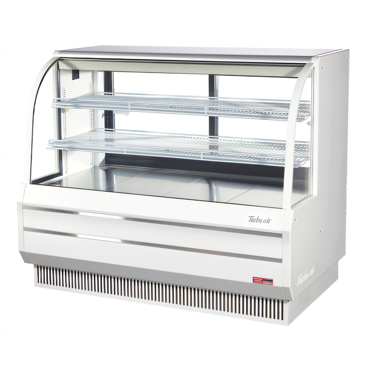 Product image #2 for Turbo Air 60 1/2-Inch Non-Refrigerated Full-Service Pastry Display Case with Curved Glass Front and Sliding Rear Doors