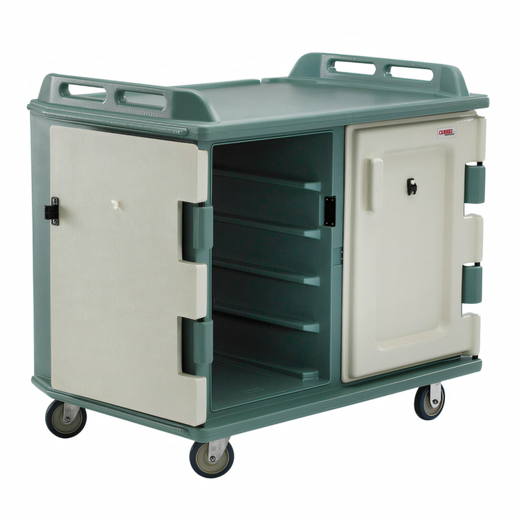 Product image #2 for Cambro Low-Profile 2-Compartment 20-Tray Insulated Meal Delivery Cart for 14 x 18 Trays, Slate Blue