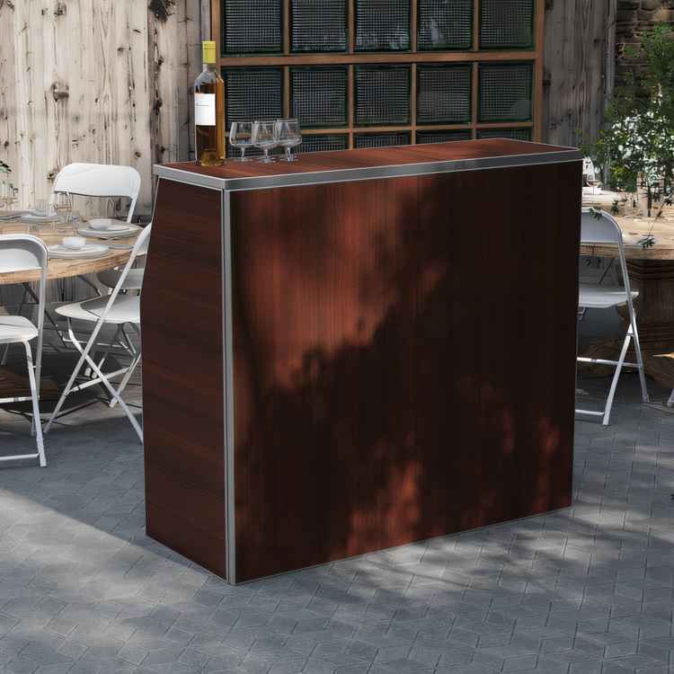 Product image #2 for Flash Furniture Amara 4 Ft. Folding Portable Bar Table with Walnut Woodgrain Laminate Top