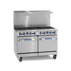 Thumbnail image #1 for Imperial (Middleby) Pro Series IR-4-G24 48-Inch Gas Restaurant Range with 4 Open Burners, 24-Inch Griddle & 2 Space Saver Ovens
