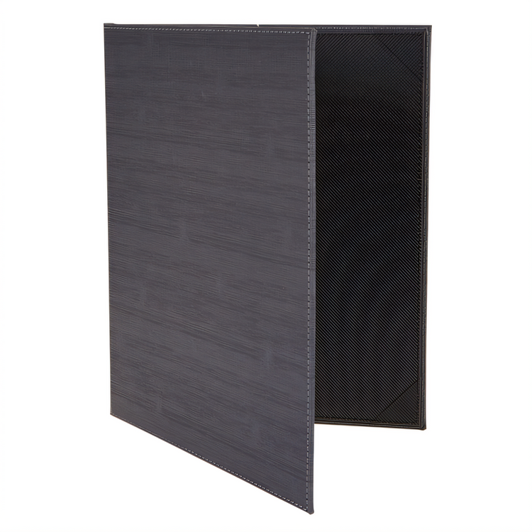 Product image #2 for Winco Gray Double-Fold Leather-Like Menu Cover, Letter Size 8-1/2 x 11 Inches