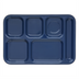 Thumbnail image #2 for Carlisle Right-Handed 6-Compartment Rectangular Melamine Tray, 14-1/2 x 10 Inch, Dark Blue