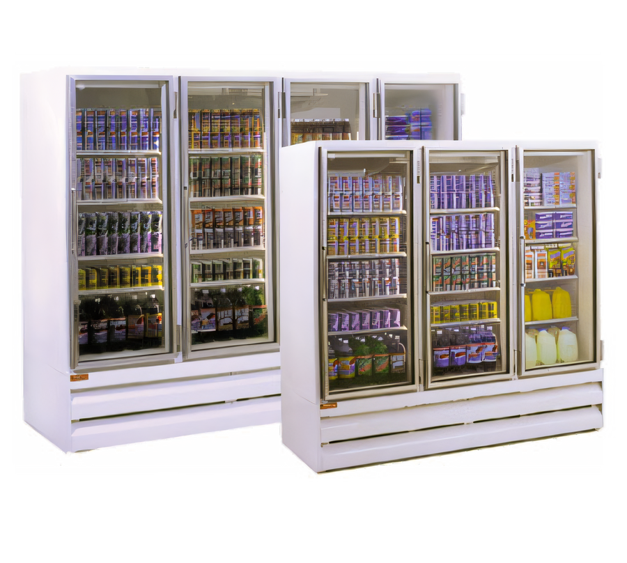 Product image #1 for Howard-McCray Three-Section Bottom-Mount Hinged Glass Door Refrigerator Merchandiser, 65 Cu. Ft., Black