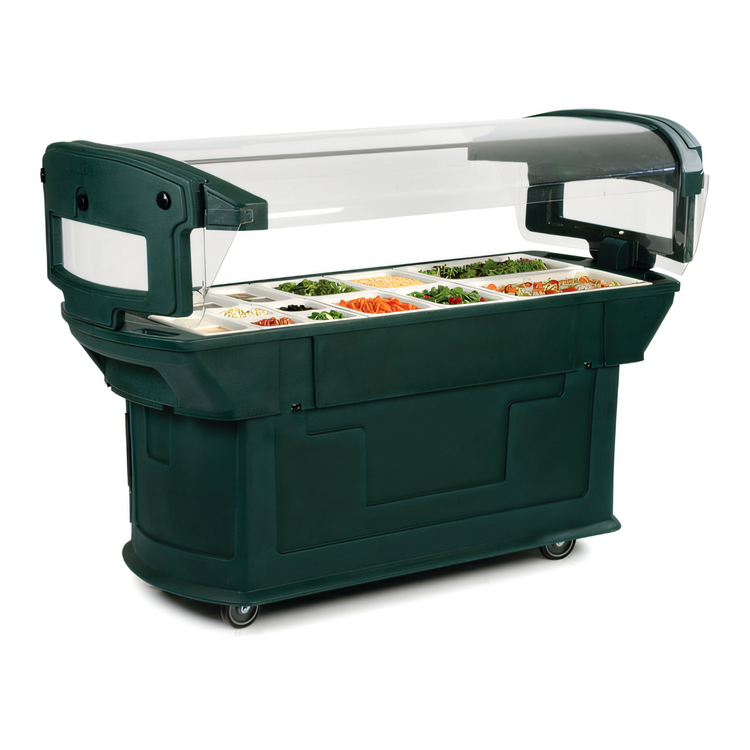 Product image #2 for Maximizer 6-Foot Mobile Ice-Cooled Food Bar with Tilting Acrylic Sneeze Guard, 6-Pan Capacity