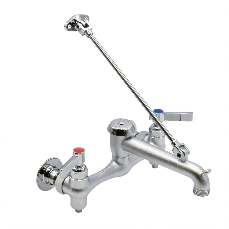 Product image #2 for Advance Tabco K-240 Heavy-Duty Wall-Mount Service Sink Faucet, 8" OC, Vacuum Breaker Spout