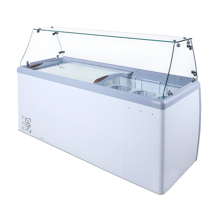 Product image #2 for Omcan USA 60-Inch Straight-Glass Ice Cream Dipping/Display Case with Sliding Glass Doors