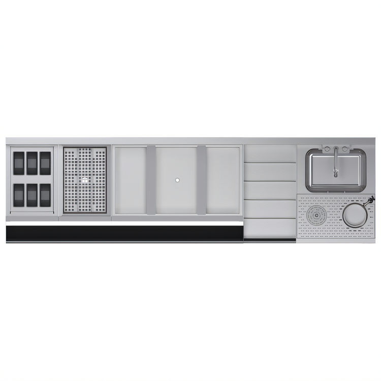 Product image #2 for Krowne Royal Series Single Zero-Step 84-Inch Underbar Speed Station with Sink, Ice Bin, Garnish Station, and Glass Rinser