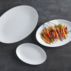 Thumbnail image #2 for American Metalcraft NPW14 14 x 9 Inch Oval White Melamine Serving Platter Case of 16