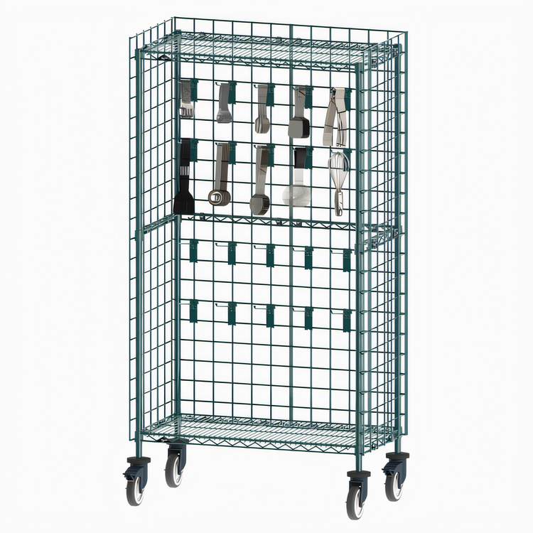Product image #2 for Metro SmartWall Mobile Utensil Rack with 4 Wire Grids and 20 Prong Hooks