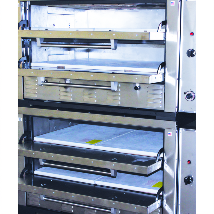 Product image #2 for Peerless CW62PSC 4-Deck Double-Stacked Gas Deck Pizza Oven with 42 x 32-Inch Hearth Stone Decks