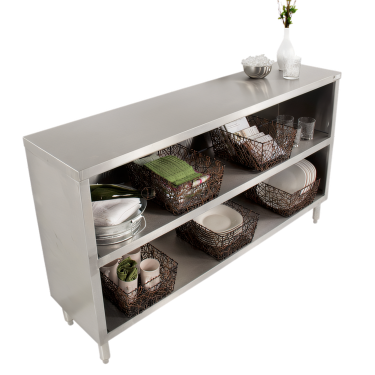 Product image #2 for John Boos Open Front Stainless Steel Dish Cabinet with Mid-Shelf, 60 x 18 x 35 Inches