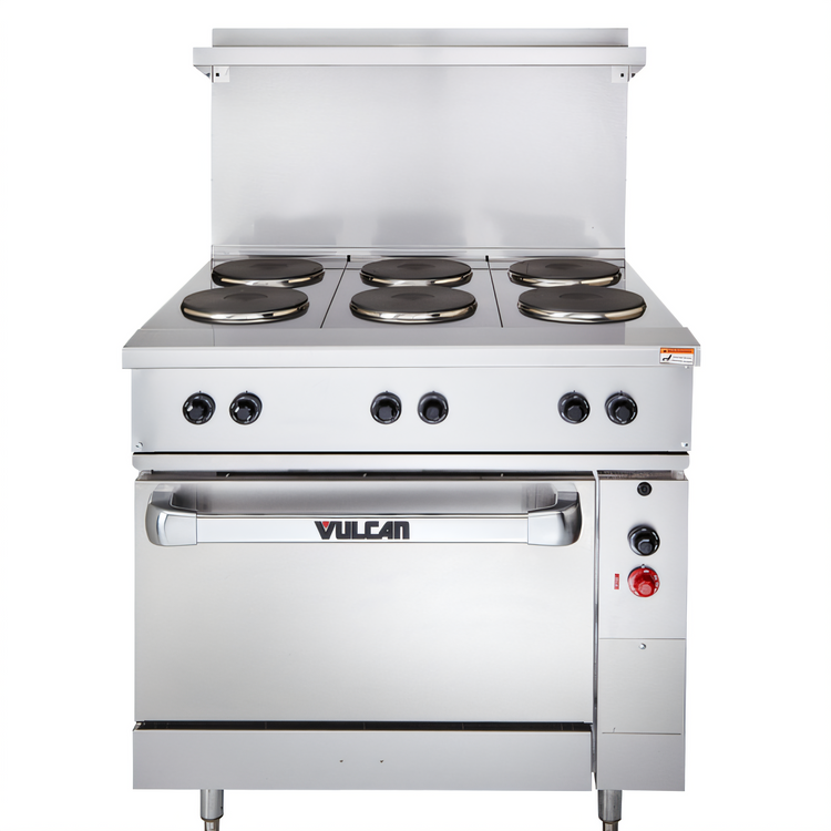 Product image #2 for Vulcan 36-Inch Electric Restaurant Range with 4 French Plates, 12-Inch Hot Top, and Oversized Oven