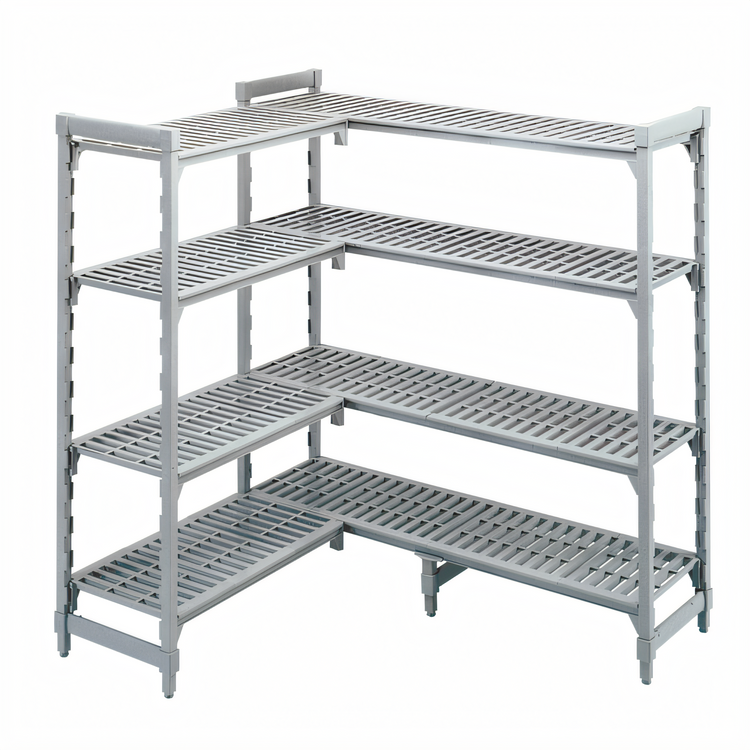 Product image #2 for Cambro Camshelving Premium 24" Deep x 60" Long x 72" High 4-Tier Vented Add-On Polymer Shelving Unit, Speckled Gray