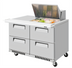 Thumbnail image #2 for Turbo Air Super Deluxe 48-1/4-Inch 2-Section Refrigerated Prep Table Workstation with 4 Drawers
