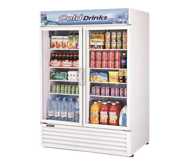 Product image #2 for Turbo Air Two-Section Black Glass Door Refrigerated Merchandiser, 45.97 Cu. Ft., Self-Contained, Bottom-Mount Compressor