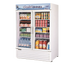 Thumbnail image #2 for Turbo Air Two-Section Black Glass Door Refrigerated Merchandiser, 45.97 Cu. Ft., Self-Contained, Bottom-Mount Compressor