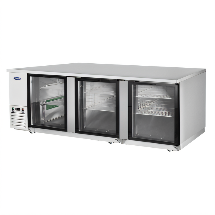 Product image #2 for Atosa 3-Section Glass Door Back Bar Cooler, 30.1 Cu. Ft., Side-Mounted Refrigeration
