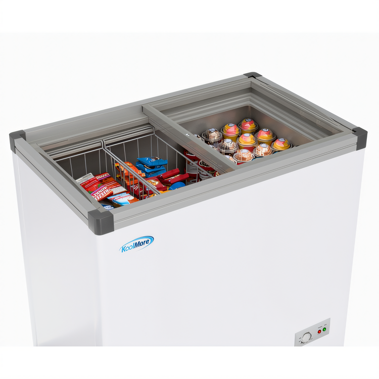 Product image #2 for KoolMore 33-Inch Flat Top Ice Cream Dipping Display Freezer, 7 Cu. Ft., Sliding Tempered Glass Doors