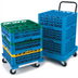 Thumbnail image #2 for OptiClean Single-Stack Polypropylene Glass Rack Dolly with Push Handle, Black, 350 lb Capacity