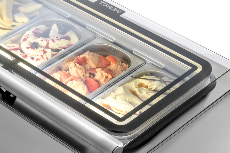 Product image #2 for Nemox 4 Magic Pro 100 Gelato Display Case with Digital Thermostat and 4 x GN 1/4 Pan Capacity