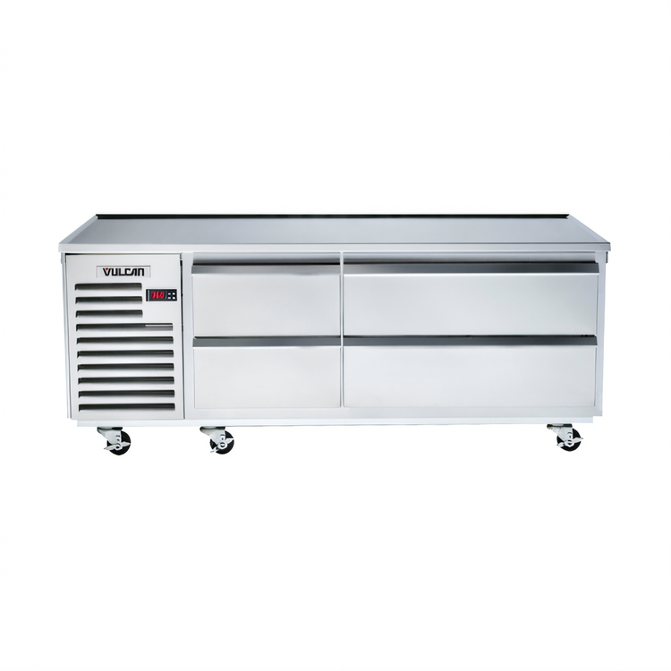 Product image #2 for Vulcan Achiever 84-Inch Self-Contained Refrigerated Base with 4 Drawers and Marine Top