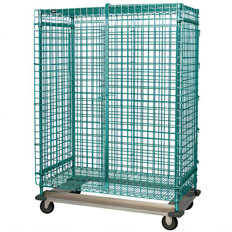 Product image #2 for Quantum 48-Inch Wide x 24-Inch Deep x 70-Inch High Mobile Security Cage with Dolly Base, Green Epoxy Finish