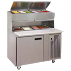 Thumbnail image #2 for Delfield LiquiTec 18672PDLP 72-Inch Two-Section Refrigerated Pizza Prep Table with Dual Raised Rails, 6-Pan Capacity, and 17-Inch Cutting Board