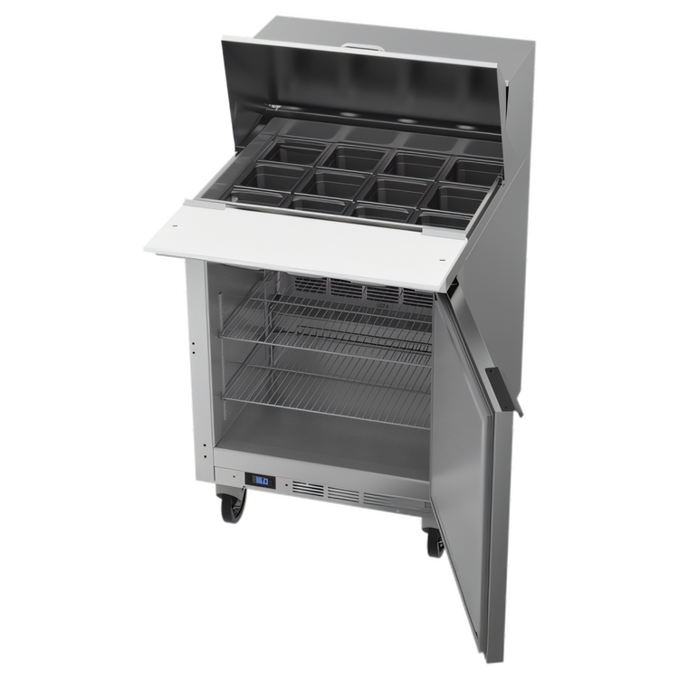 Product image #2 for Beverage-Air 27-Inch One-Section Mega Top Refrigerated Prep Table, 1-Door, 12 1/6-Pan Opening