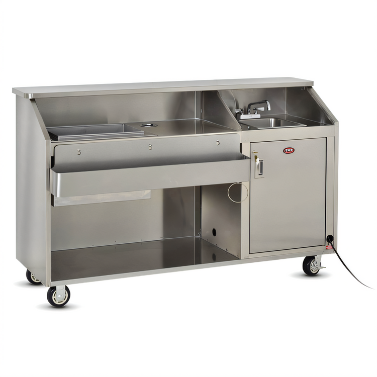 Product image #2 for FWE SBBC-6 6-Foot Stainless Steel Mobile Bar with 50 lb. Ice Bin and Cold Plate