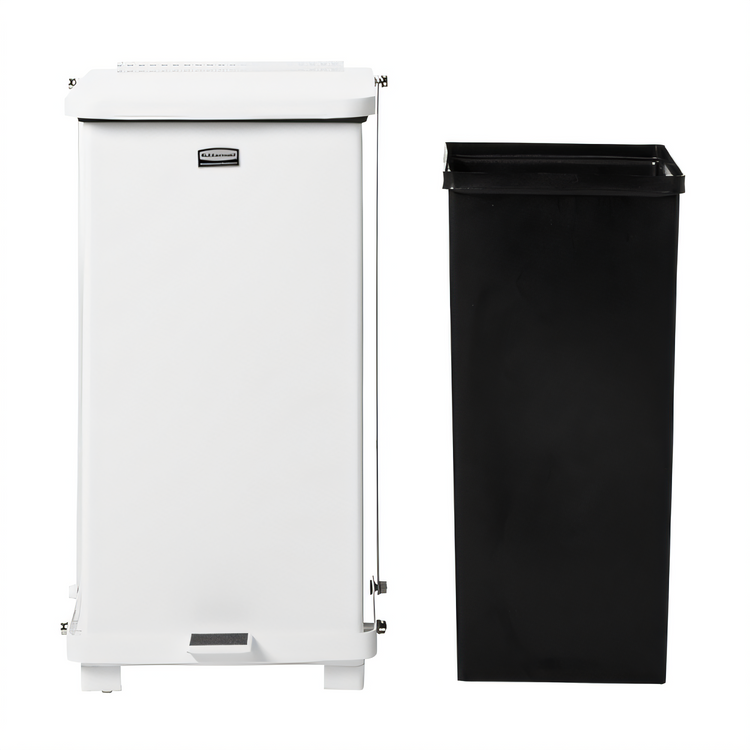 Product image #2 for Defenders 6-1/2 Gallon White Square Commercial Step Can with Retainer Band and Plastic Liner