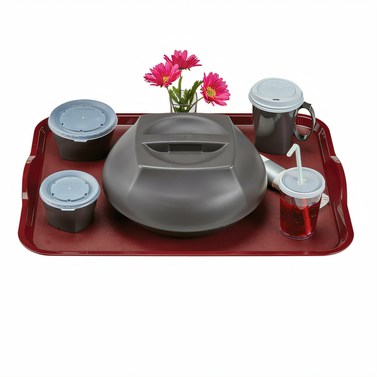 Product image #2 for Cambro Camwear 14 x 18 Inch Rectangular Non-Skid Cafeteria Tray with Handles, Dark Cranberry
