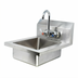 Thumbnail image #2 for Omcan USA Wall-Mounted Hand Sink with 10 x 14 x 5-Inch Bowl, 4-Inch Low Lead Gooseneck Faucet, 304 Stainless Steel