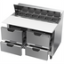 Thumbnail image #2 for Beverage-Air SPED48HC-12C-4 Two-Section 48-Inch Sandwich Prep Table with 4 Drawers and 17-Inch Cutting Board