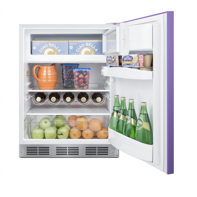 Product image #2 for Summit Appliance 24-Inch ADA Height Undercounter Refrigerator-Freezer with Lavender Purple Door, 5.1 Cu. Ft.