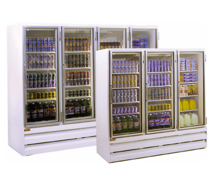 Product image #1 for Howard-McCray 65 Cu. Ft. Three-Section Bottom-Mount Triple-Pane Glass Door Refrigerator Merchandiser, White