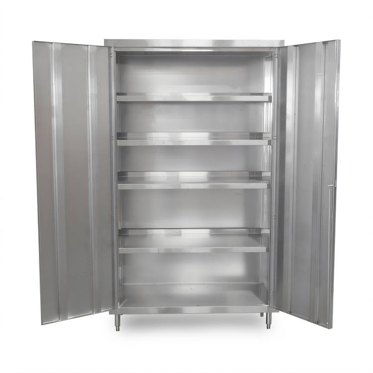 Product image #2 for John Boos 36-Inch Wide Stationary Upright Underbar Storage Cabinet with Sloped Top, Locking Hinged Doors, and 4 Adjustable Shelves