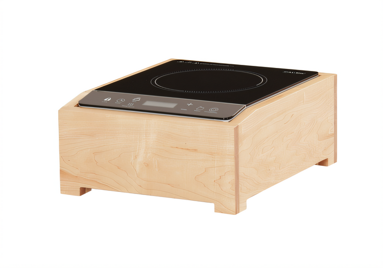 Product image #2 for Blonde Solid Wood Countertop Induction Cooktop Unit with Stove Included