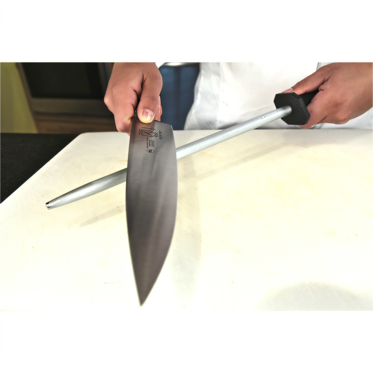 Product image #2 for Mercer Culinary 12-Inch Traditional German Steel Honing Steel with Black Polypropylene Handle