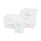 Thumbnail image #1 for Winco PTSC-4 4-Quart Translucent Square Polypropylene Food Storage Container with Handles, Container Only Case of 48