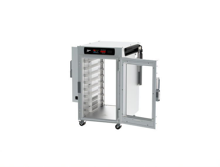 Product image #2 for Metro HotBlox Narrow 8-Pan Pass-Thru Undercounter Insulated Holding Cabinet, Digital Touchscreen, Clear Front Door / Solid Rear Door