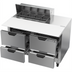 Thumbnail image #2 for Beverage Air 48-Inch Two-Section Refrigerated Sandwich Prep Table with 4 Drawers, 8 1/6-Size Pan Top, and 17-Inch Cutting Board