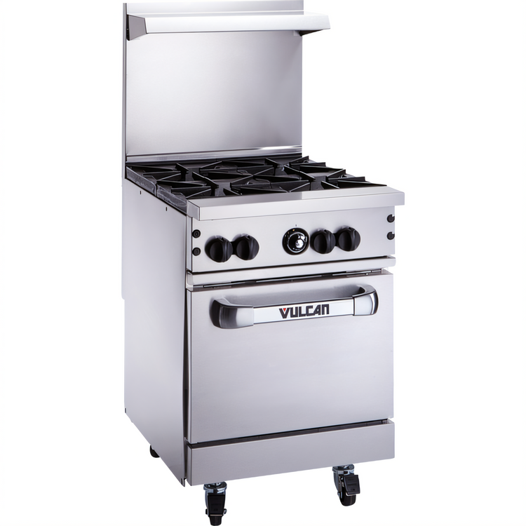 Product image #2 for Vulcan Endurance 24-Inch 4-Burner Gas Restaurant Range with Standard Oven and Backriser Hi-Shelf