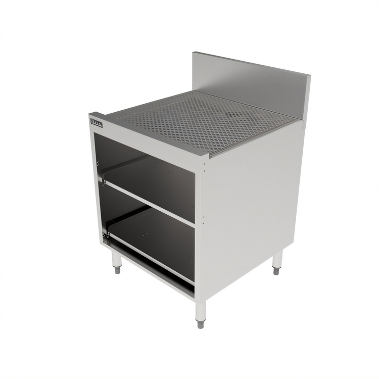 Product image #2 for Top Shelf 24-Inch x 24-Inch Stainless Steel Underbar Glass Storage Cabinet with Drainboard Top