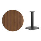Thumbnail image #2 for Flash Furniture XU-RD-36-WALTB-TR24-GG Round Dining Table, 36" Walnut Laminate Top, Black PVC Edge, Cast-Iron Pedestal Base