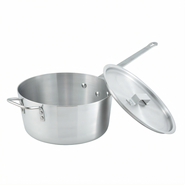 Product image #2 for Winco 10-Quart Heavy-Duty Tapered Aluminum Sauce Pan with Helper Handle, No Cover