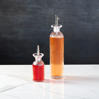 American Metalcraft Fluted Glass Cruet with Stainless Steel/Silicone Pourer, 12 oz.